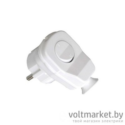 Вилка угловая с выключателем, 2P+E 16A, 250V, белый