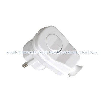 Вилка угловая с выключателем, 2P+E 16A, 250V, белый