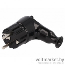 Вилка с кнопкой для выталкивания 2P+E 16A, 250V, черный