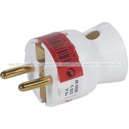 Вилка Legrand 16А 2Р+Е, нижний каб. ввод, пластик, белый