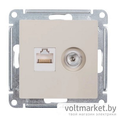 Розетка TV + компьютерная RJ45 Atlas Design бежевый