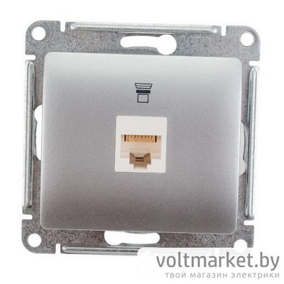 Розетка компьютерная RJ45 Glossa алюминий