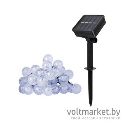 Садовая гирлянда ФАZА SLR-G05-30W гирлянда, шарики, холодный белый, 30LED, на солнечной батарее