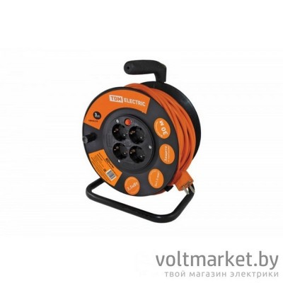 Удлинитель силовой УКз16-004 TDM (4 места/30м ПВС 3х1,5) на катушке