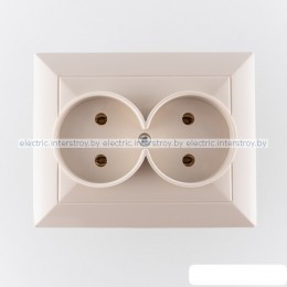 OPAL - Розетка 2x2P с рамкой, со шторками, бежевый