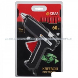 Пистолет клеевой SGG60-01 СИЛА 60Bт под стержень 11мм (в комл. 11ммх7cм 2 шт.)