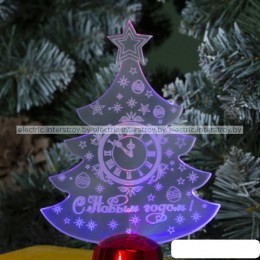Подставка световая Елочка с часами, 14,5х9 см, 1LED, RGB