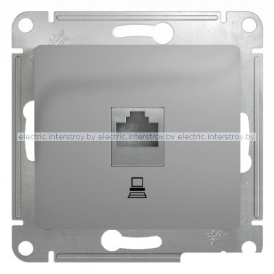 Розетка компьютерная RJ45 Glossa алюминий