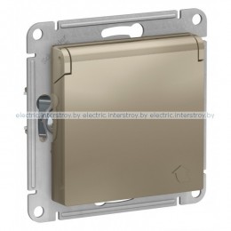 Розетка с/з со шторками с крышкой IP20 Atlas Design шампань
