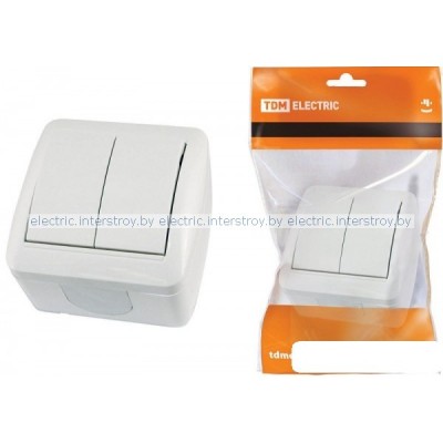 Выключатель 2-кл IP44 10А белый Селигер TDM