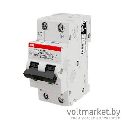 Дифференциальный автомат ABB DS201 1P+N C 25А 30mA 6кА 2М