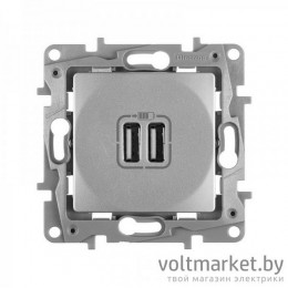 Etika - Зарядное устройство с двумя USB Type A, 240V/5V, 2400мА. (алюминий)
