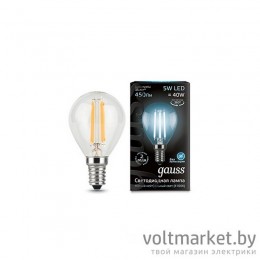 Лампа светодиодная Gauss LED Filament Globe 5W E14 4100K