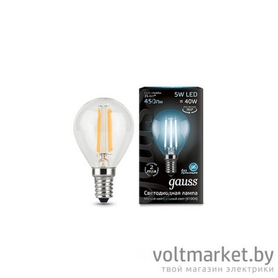 Лампа светодиодная Gauss LED Filament Globe 5W E14 4100K
