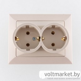 OPAL - Розетка 2x2P+E с рамкой, бежевый