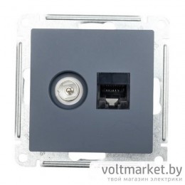Розетка TV + компьютерная RJ45 Atlas Design грифель