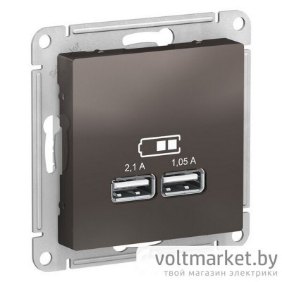 Розетка USB 5B/2100mA 2*5B/1050mA Atlas Design мокко