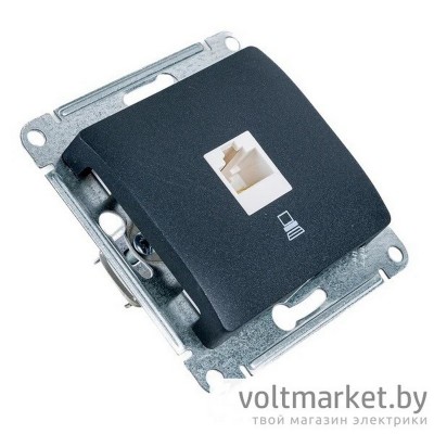 Розетка компьютерная RJ45 Glossa антрацит