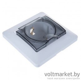 Розетка с/з с крышкой IP44 Glossa белый