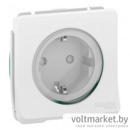 Розетка с/з с крышкой со шторками Mureva S IP55, белый
