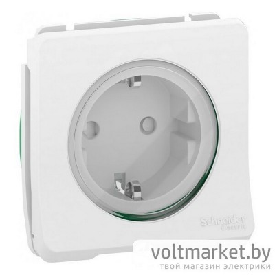 Розетка с/з с крышкой со шторками Mureva S IP55, белый