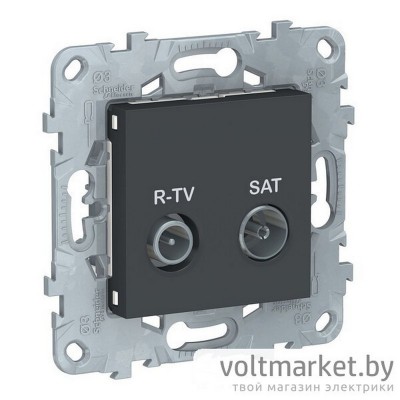 UNICA NEW РОЗЕТКА R-TV/SAT, проходная, АНТРАЦИТ