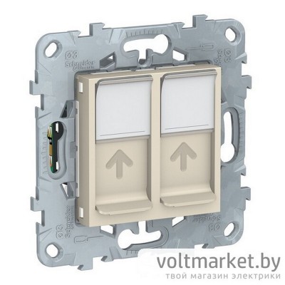 UNICA NEW РОЗЕТКА компьютерная, RJ45, двойная, кат. 5е UTP, БЕЖЕВЫЙ