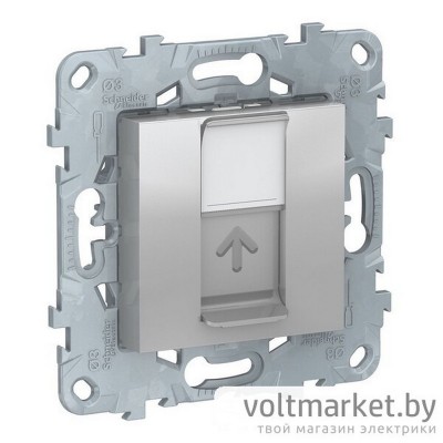 UNICA NEW РОЗЕТКА компьютерная, RJ45, одиночная, кат. 6 UTP, АЛЮМИНИЙ
