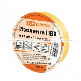 Изолента ПВХ 0,15х19мм желтая 20м TDM