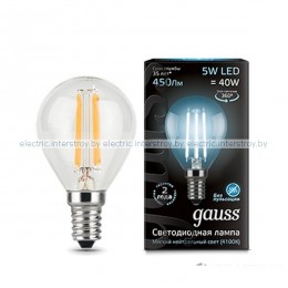 Лампа светодиодная Gauss LED Filament Globe 5W E14 4100K