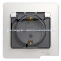 Розетка с/з с крышкой IP44 Glossa белый