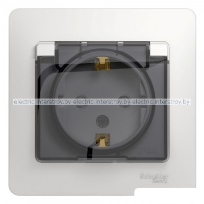Розетка с/з с крышкой IP44 Glossa белый