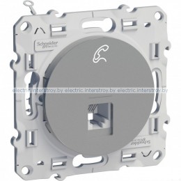 Розетка телефонная RJ12 Odace алюминий