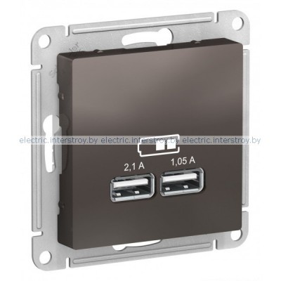 Розетка USB 5B/2100mA 2*5B/1050mA Atlas Design мокко