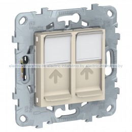UNICA NEW РОЗЕТКА компьютерная, RJ45, двойная, кат. 5е UTP, БЕЖЕВЫЙ