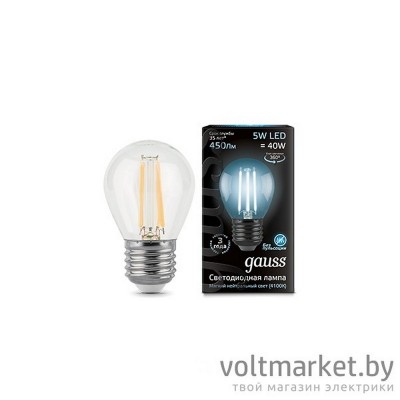 Лампа светодиодная Gauss LED Filament Globe 5W E27 4100K