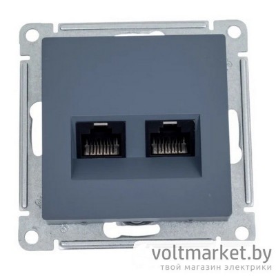 Розетка двойная компьютерная RJ45+RJ45 Atlas Design грифель