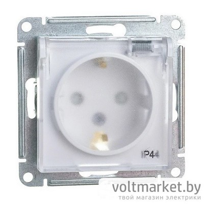 Розетка с/з с крышкой IP44 Atlas Design Aqua белый
