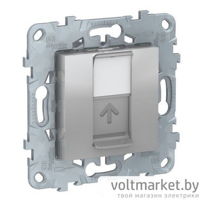 UNICA NEW ЛИЦЕВАЯ ПАНЕЛЬ RJ45 KEYSTONE/SYSTIMAX, АЛЮМИНИЙ