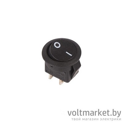 Выключатель клавишный круглый 250V 3А (2с) ON-OFF черный Micro
