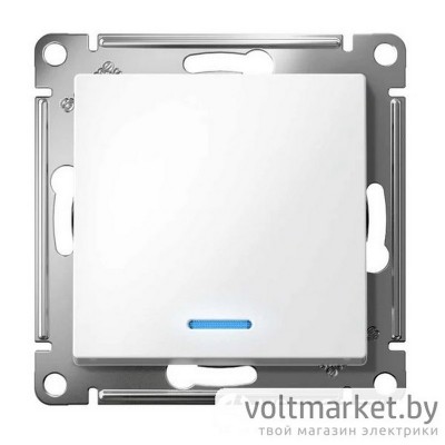 Выключатель одноклавишный с подсветкой Atlas Design белый