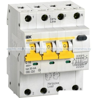 Дифференциальный автомат АВДТ 34 C16 30мА IEK