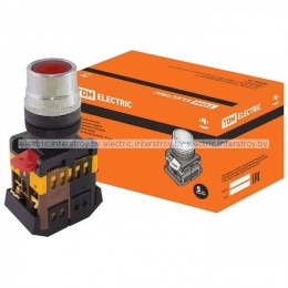 Кнопка ABLF-22 красный d22мм неон/230В 1з+1р TDM