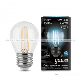 Лампа светодиодная Gauss LED Filament Globe 5W E27 4100K