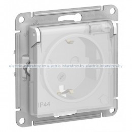 Розетка с/з с крышкой IP44 Atlas Design Aqua белый