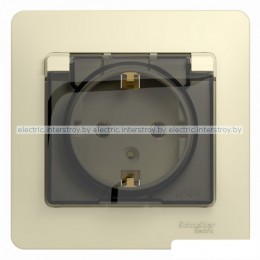 Розетка с/з с крышкой IP44 Glossa бежевый