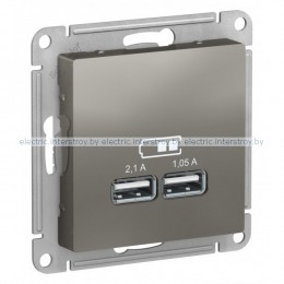 Розетка USB 5B/2100mA 2*5B/1050mA Atlas Design сталь