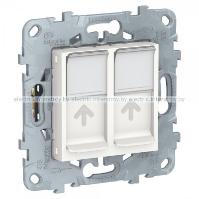 UNICA NEW РОЗЕТКА компьютерная, RJ45, двойная, кат. 5е UTP, БЕЛЫЙ