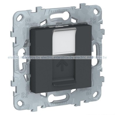 UNICA NEW РОЗЕТКА компьютерная, RJ45, одиночная, кат. 6 UTP, АНТРАЦИТ