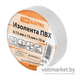 Изолента ПВХ 0,13х15мм белая 10м TDM